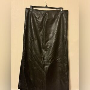 Long Black Leather skirt